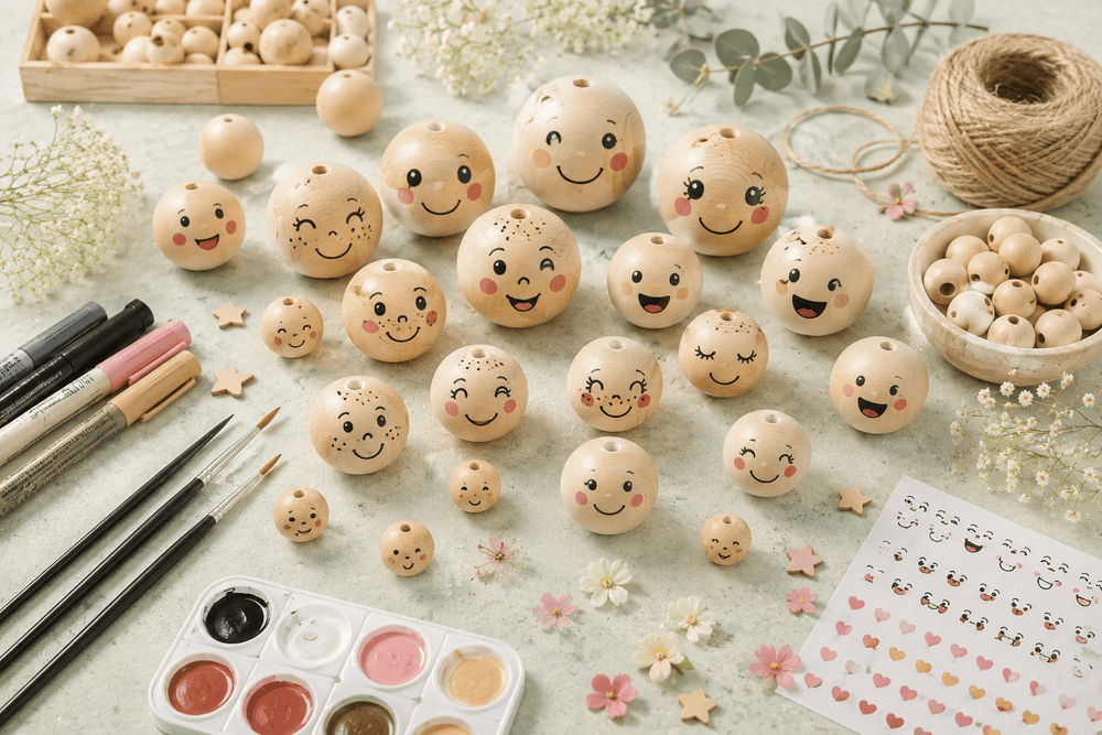 Holzkugeln mit Gesicht - Kidis Art