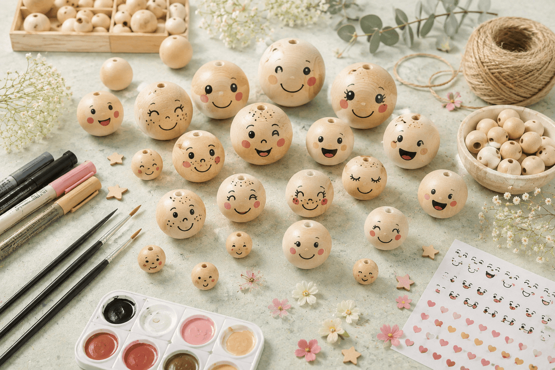 Holzkugeln mit Gesicht - Kidis Art