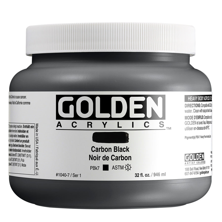 Golden Heavy Body Acrylfarbe Carbonschwarz 946 ml