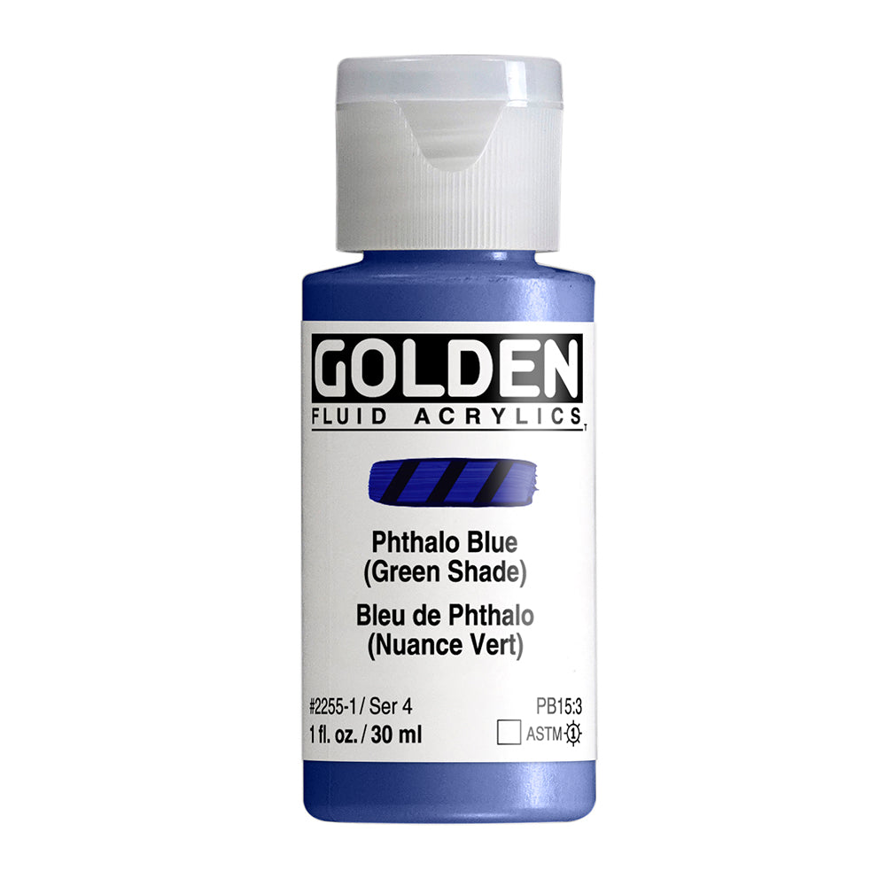 Golden Fluid Acrylfarbe Phthaloblau Grunton 30 ml