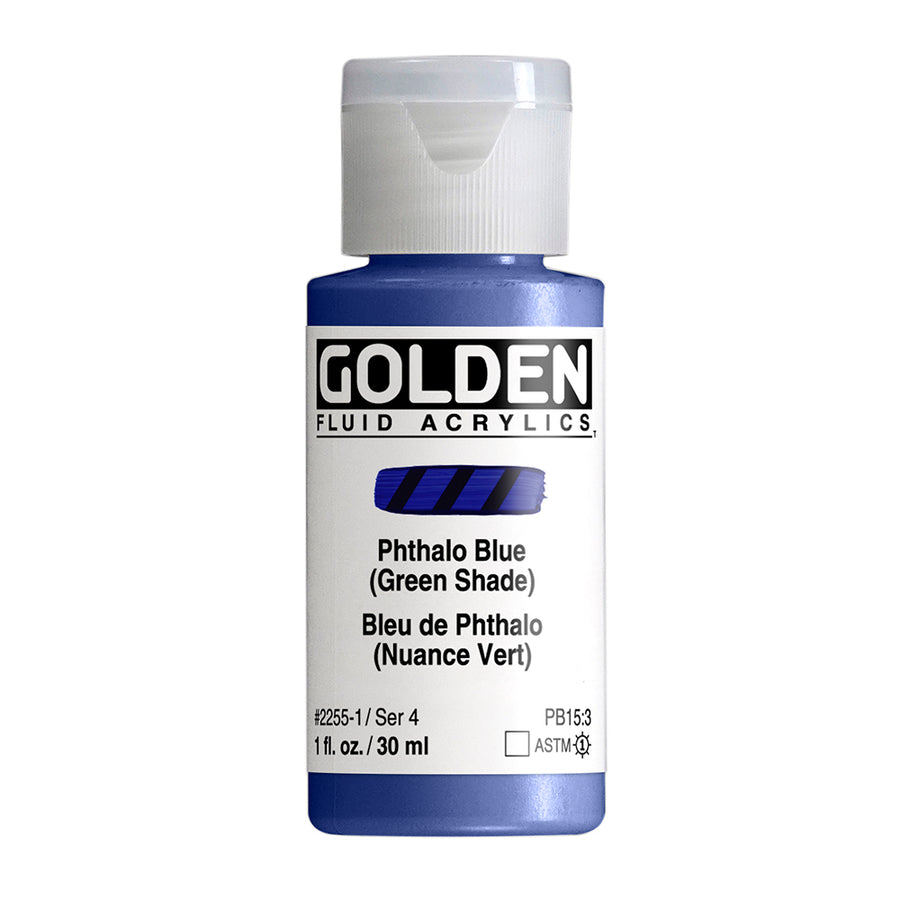 Golden Fluid Acrylfarbe Phthaloblau Grunton 30 ml