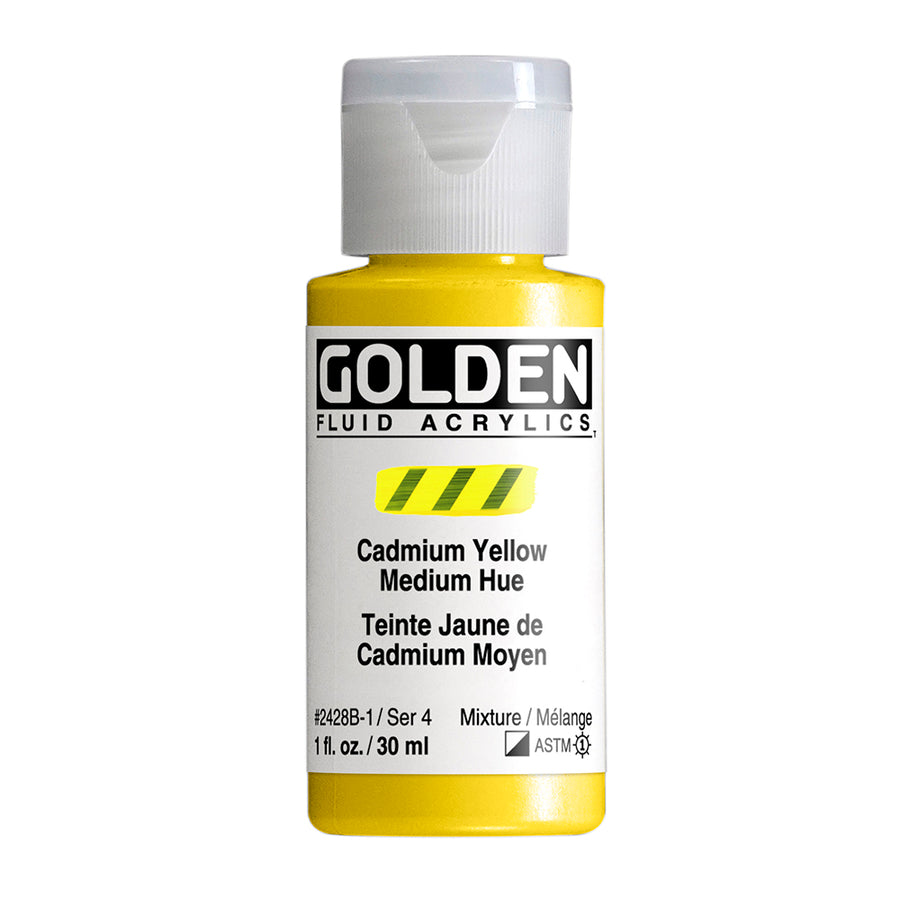 Golden Fluid Acrylfarbe Kadmiumgelb Mittel Farbton 30 M
