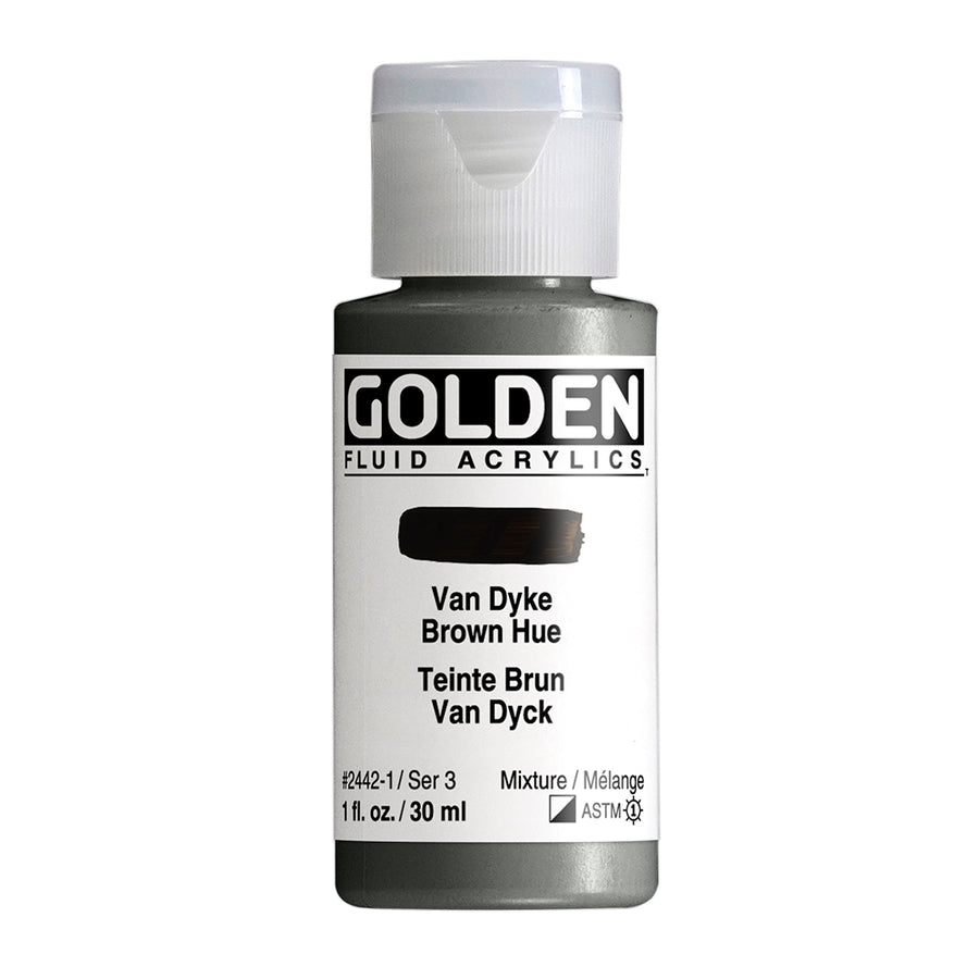 Golden Fluid Acrylfarbe Vandyck Braun Farbton 30 ml