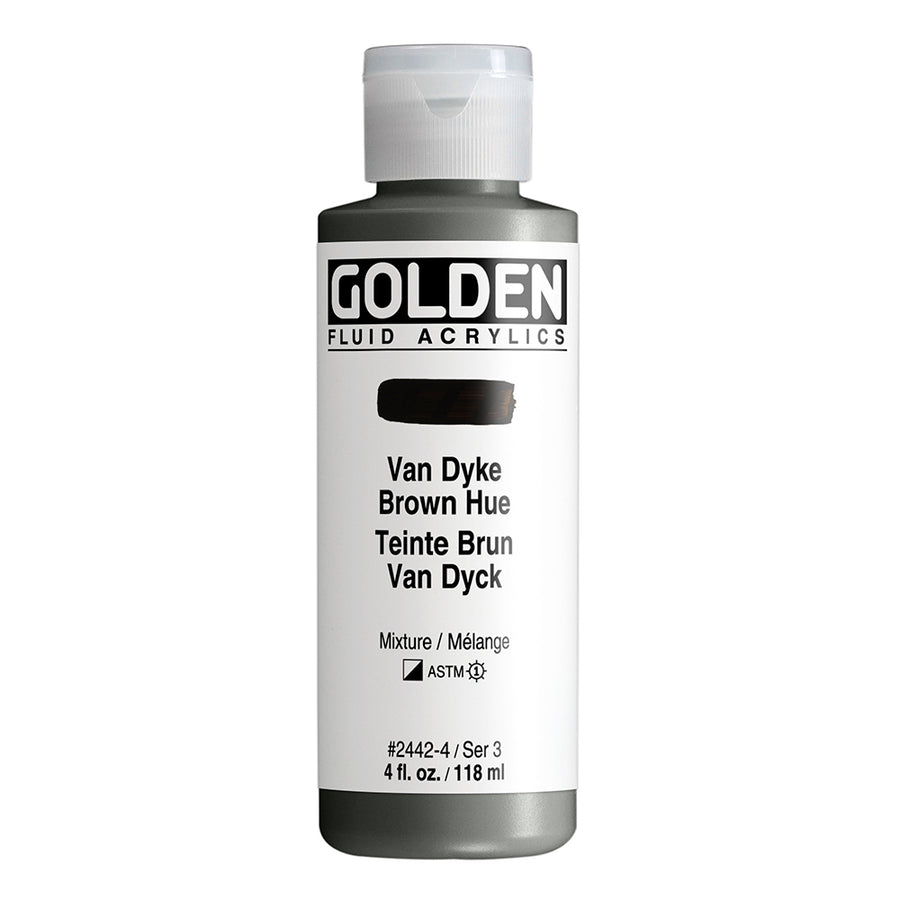 Golden Fluid Acrylfarbe Vandyck Braun Farbton 118 ml