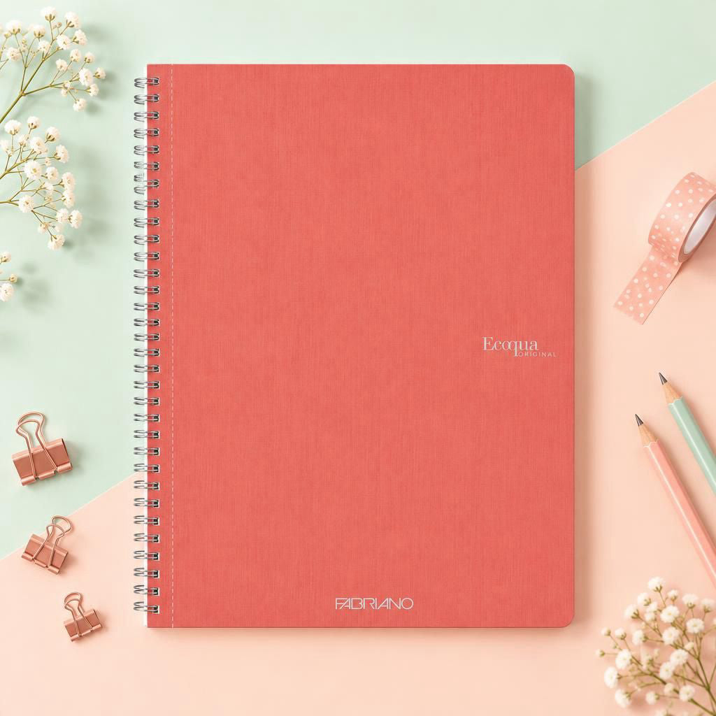 Generiert: [0158d785-06f3-40bc-b960-6d210df3b78b] Hauptbild – Fabriano Ecoqua Notizheft - flamingo - A4 - liniert - Spirale