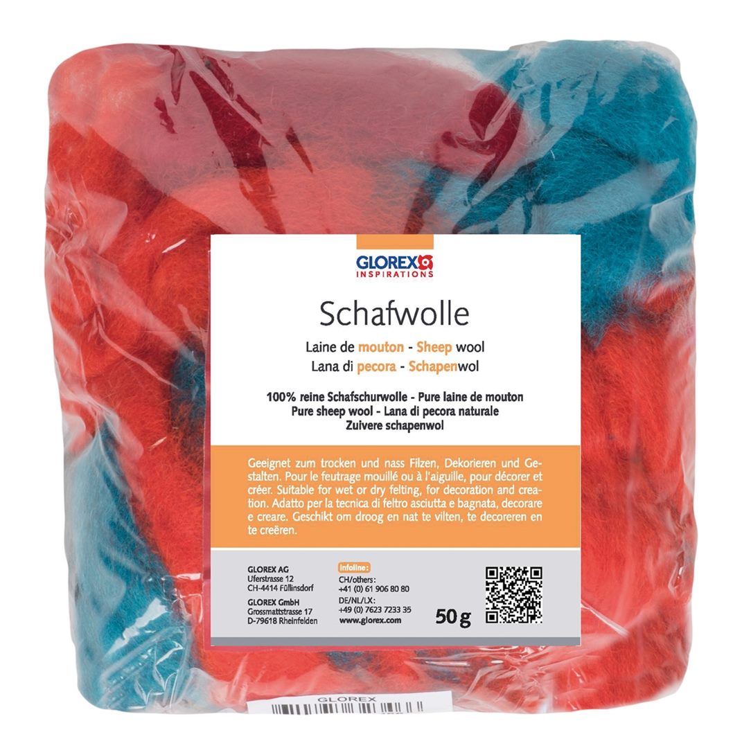Schafwolle 100g Multicolor 100% natur