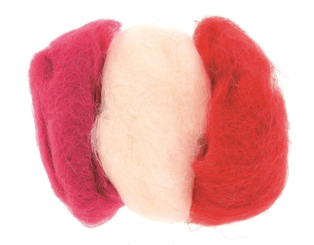 Schafwolle 3x10g rot-mix