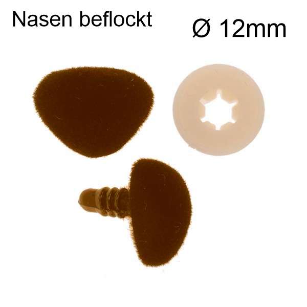 Nase, Samt braun, 12mm SB 1 Stück