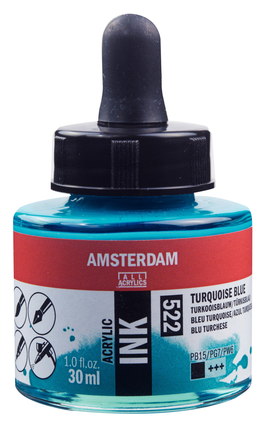 Amsterdam Acrylic Tinte Flasche 30 ml Türkisblau 522