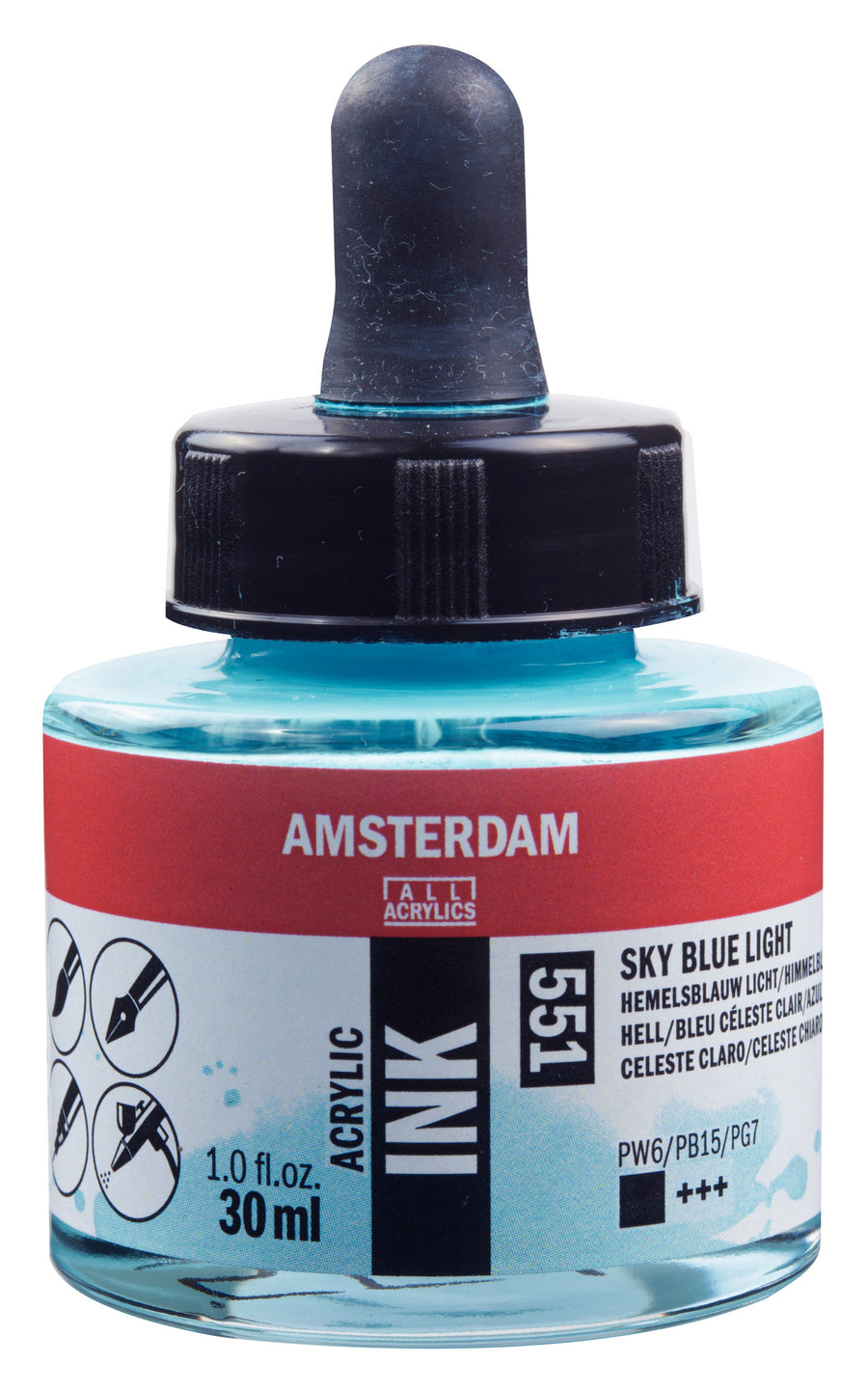 Amsterdam Acrylic Tinte Flasche 30 ml Himmelblau Hell 551