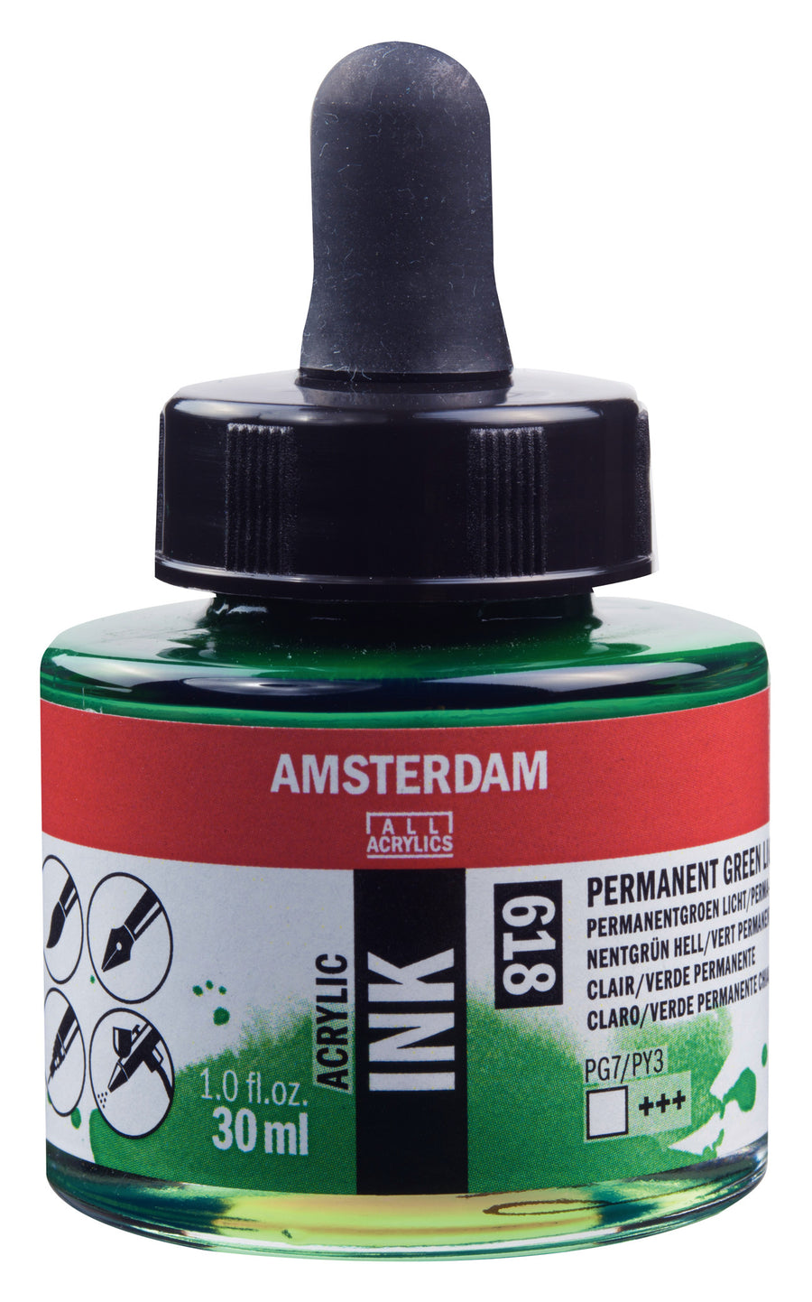 Amsterdam Acrylic Tinte Flasche 30 ml Permanentgrün Hell 618