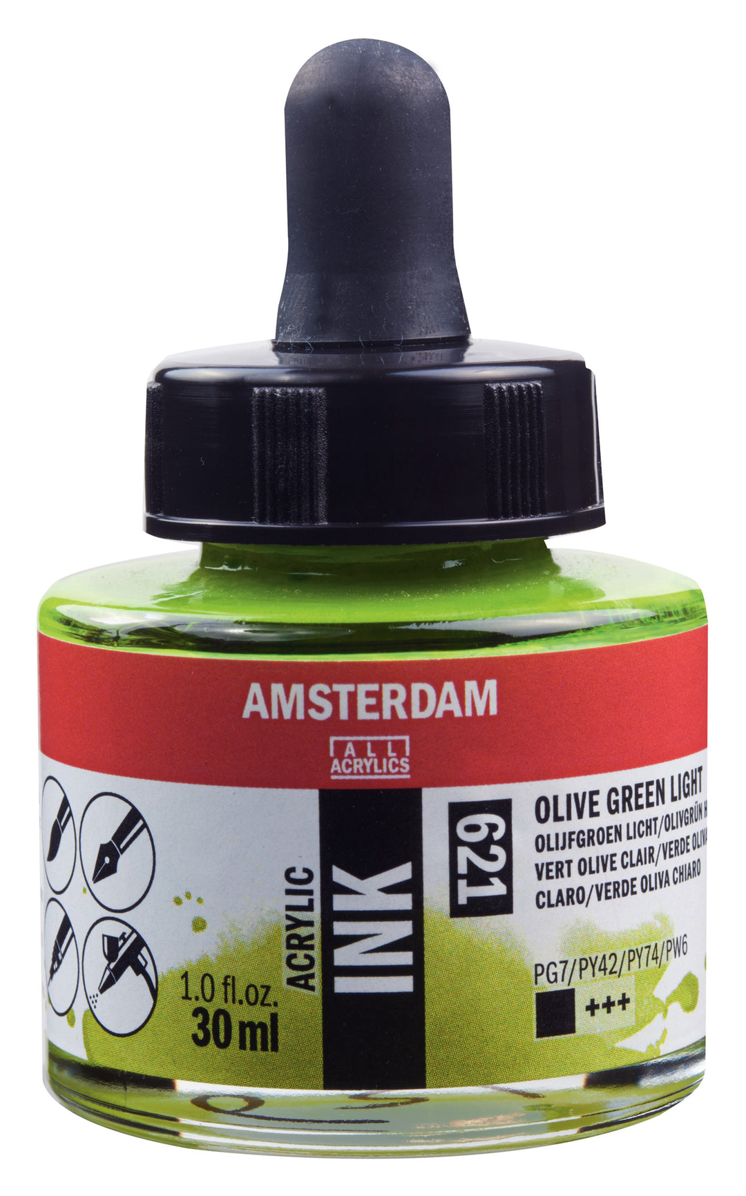 Amsterdam Acrylic Tinte Flasche 30 ml Olivgrün Hell 621