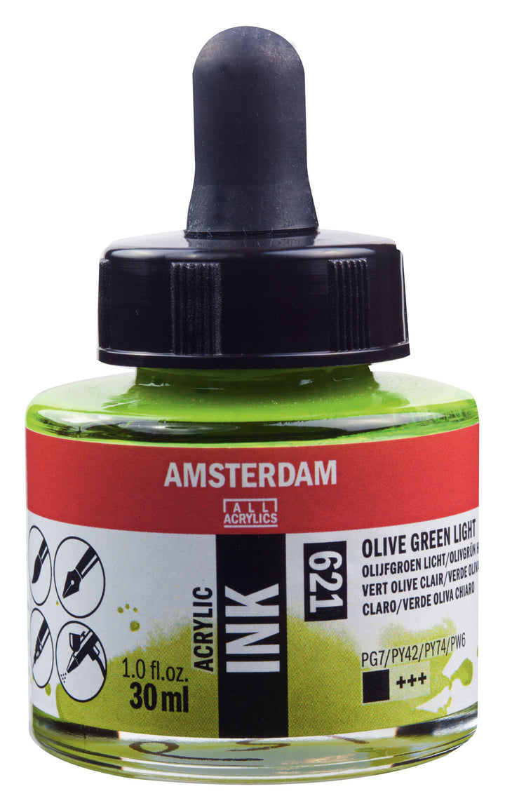 Amsterdam Acrylic Tinte Flasche 30 ml Olivgrün Hell 621