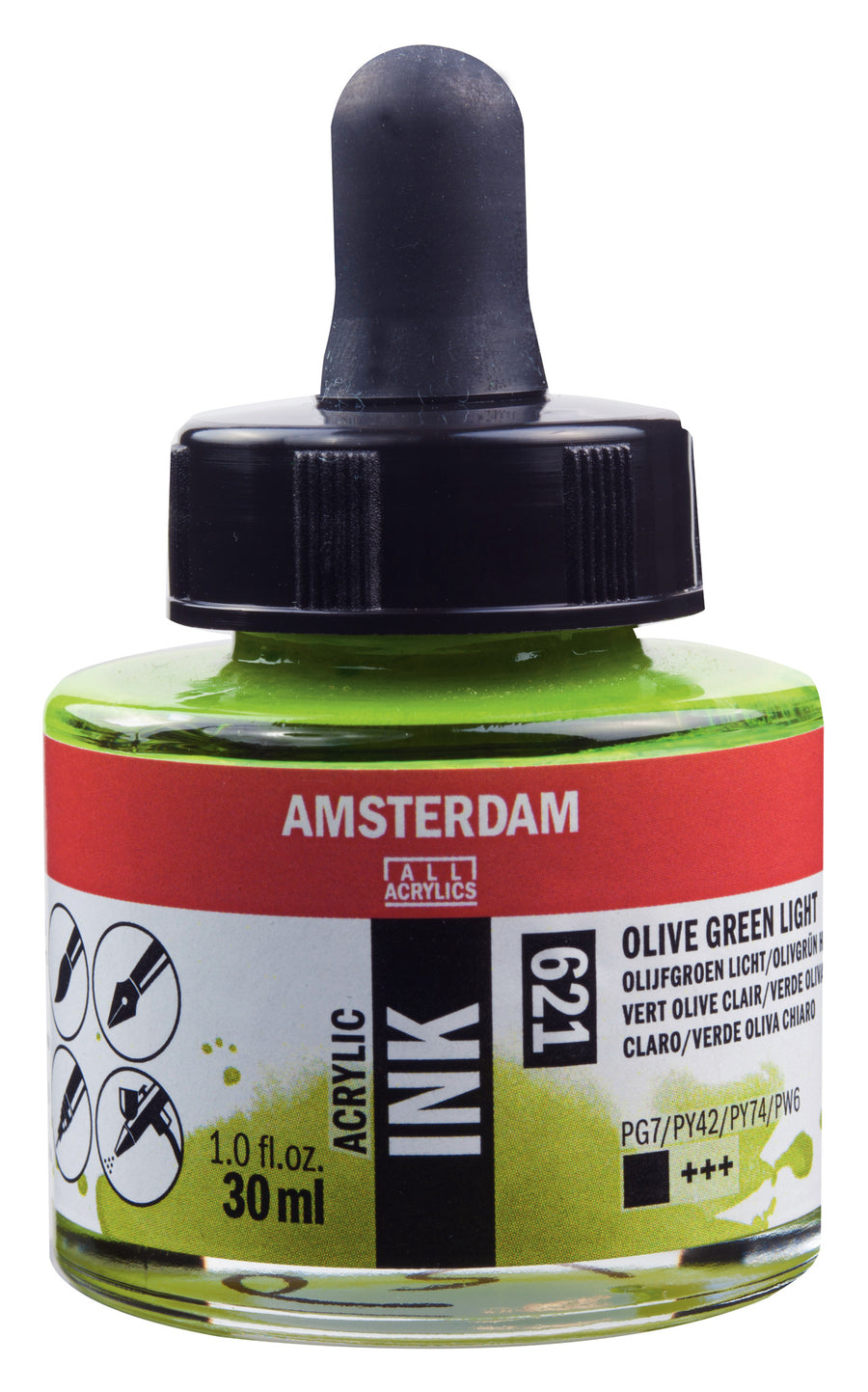 Amsterdam Acrylic Tinte Flasche 30 ml Olivgrün Hell 621