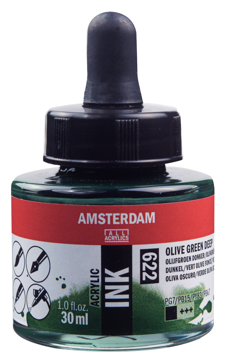 Amsterdam Acrylic Tinte Flasche 30 ml Olivgrün Dunkel 622