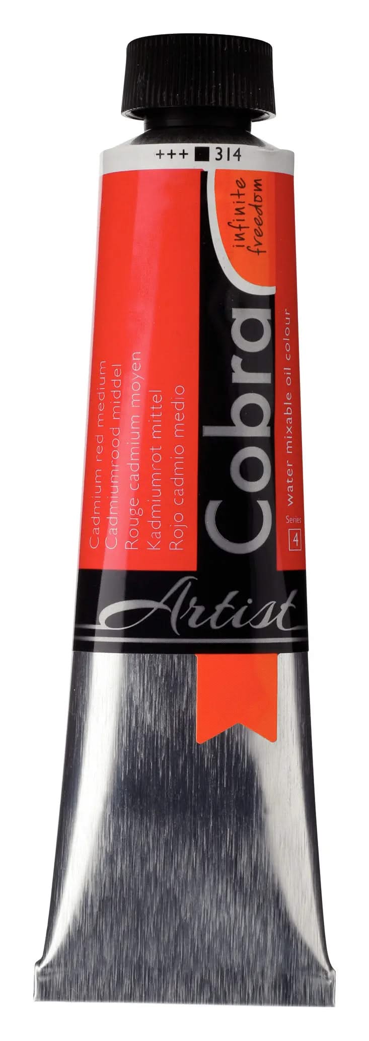 Cobra Artist Wassermischbare Ölfarbe Tube 150 ml Kadmiumrot Mittel 314 - Kidis Art