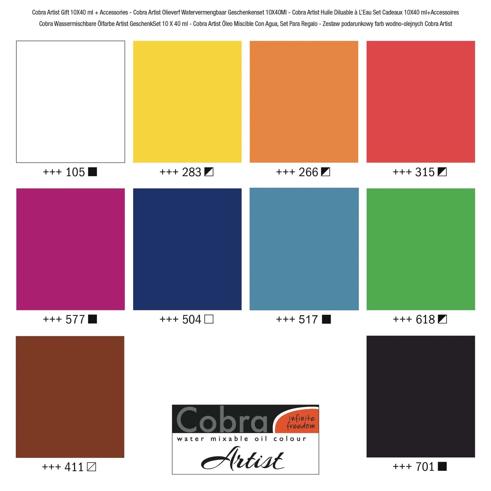 Cobra Artist Ölfarben Geschenkset 10 x 40 ml + Zubehör - Kidis Art