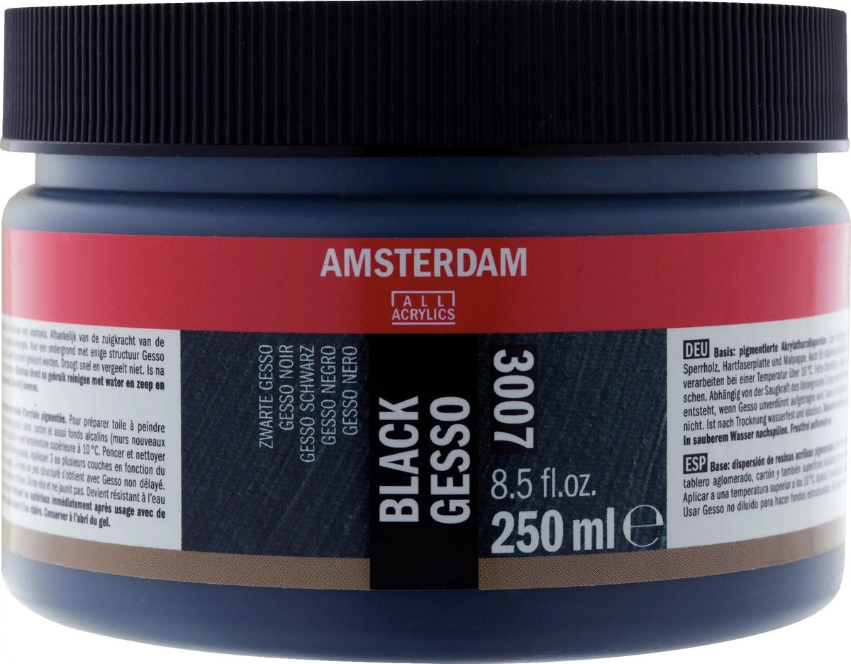 Amsterdam Gesso Schwarz Gefäß 3007 Flasche 250 ml - Kidis Art