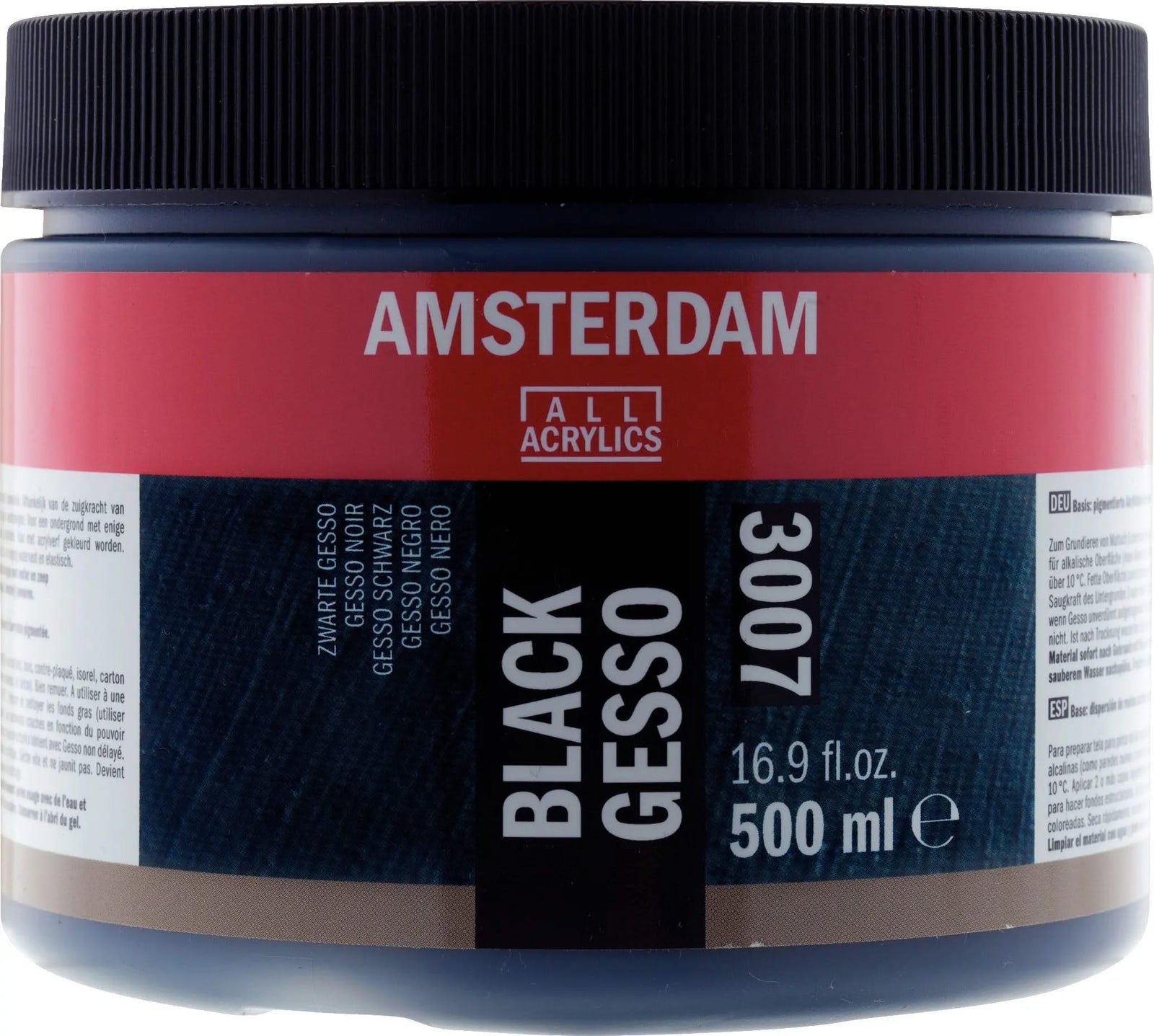 Amsterdam Gesso Schwarz Gefäß 3007 Flasche 500 ml - Kidis Art