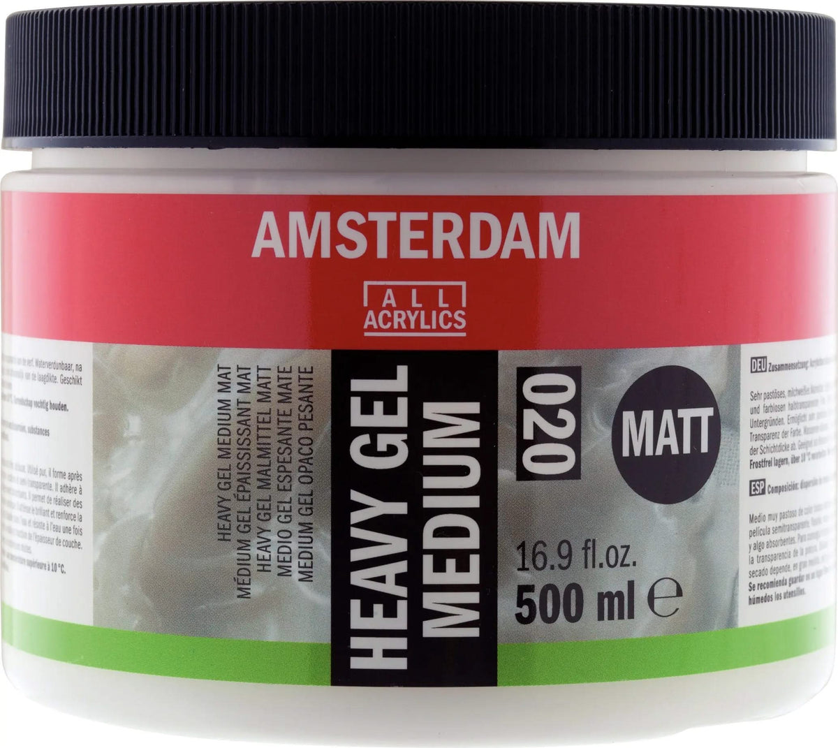 Amsterdam Heavy Gel Malmittel Matt Gefäß 020 Flasche 500 ml - Kidis Art