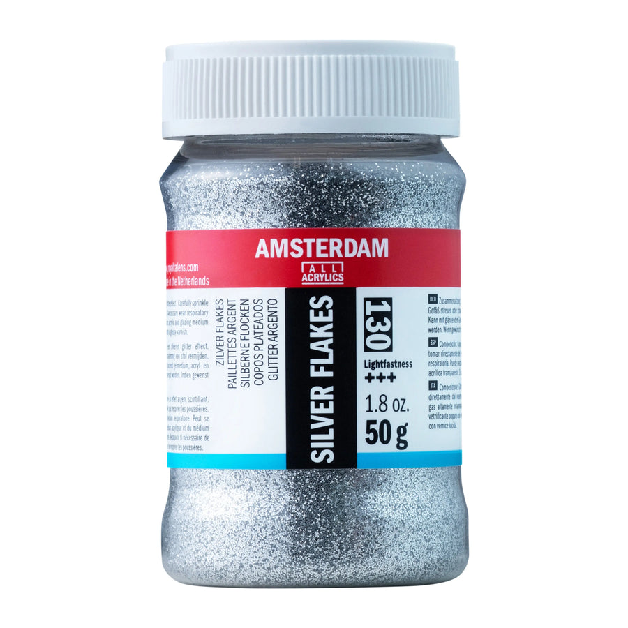 Amsterdam Glitzerflocken Silber Gefäß 50 G 130 Flasche 75 ml
