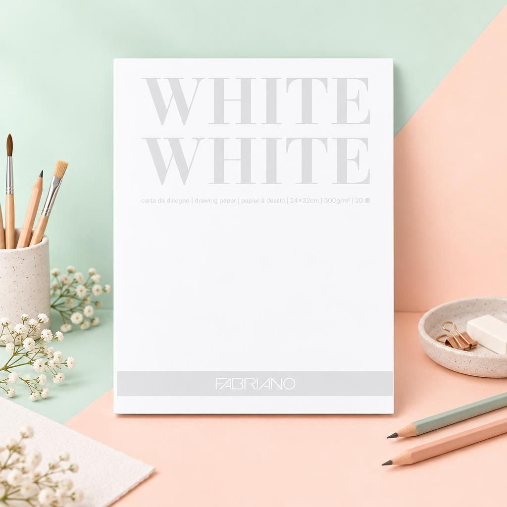 Generiert: [27a08439-0349-4ee0-ab88-076456653e54] Hauptbild – Fabriano White White Block - 24 x 32 cm - 300g - 20 Blatt