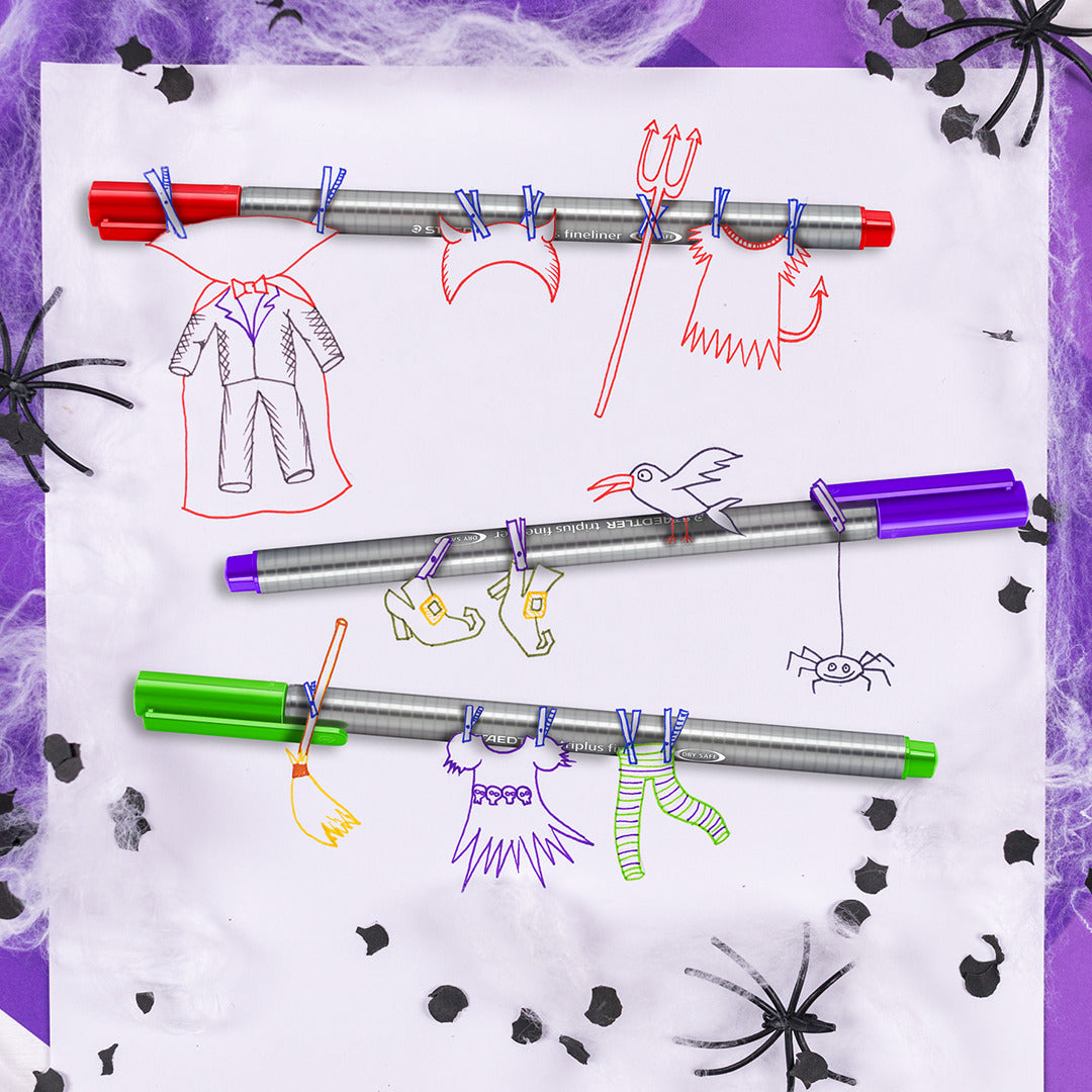 STAEDTLER Box mit 2 triplus fineliner schwarz/blau, 1 triplus ball M schwarz, 1 triplus roller schwarz, 1 triplus micro 0,5 mm und 1 triplus textsurfer gelb, "Black Box"