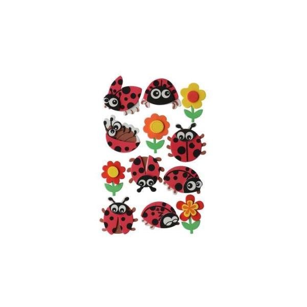 3D Moosgummi 12tlg Marienkäfer 4x3,5cm, selbstklebend - Kidis Art