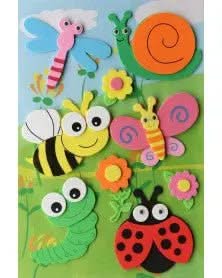 3D Moosgummi, 9tlg Gartentiere - Kidis Art