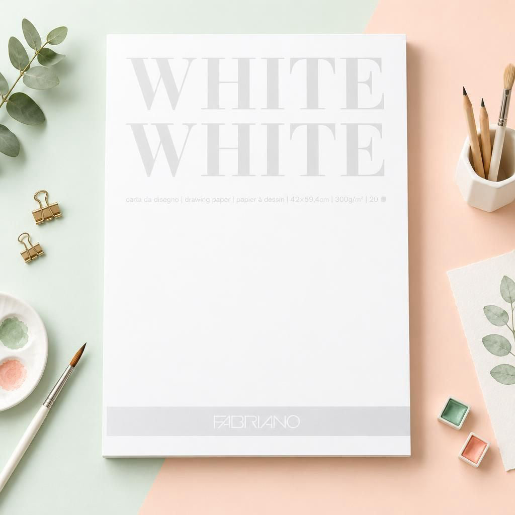 Generiert: [4b79e73b-975a-4e5d-88d0-0a4533b0b37e] Hauptbild – Fabriano White White Block - A2 - 300g - 20 Blatt