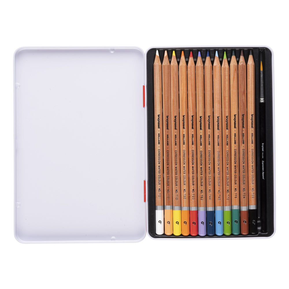 Bruynzeel Expression Aquarellbuntstifte, Metalletui mit 12 Stück Bruynzeel