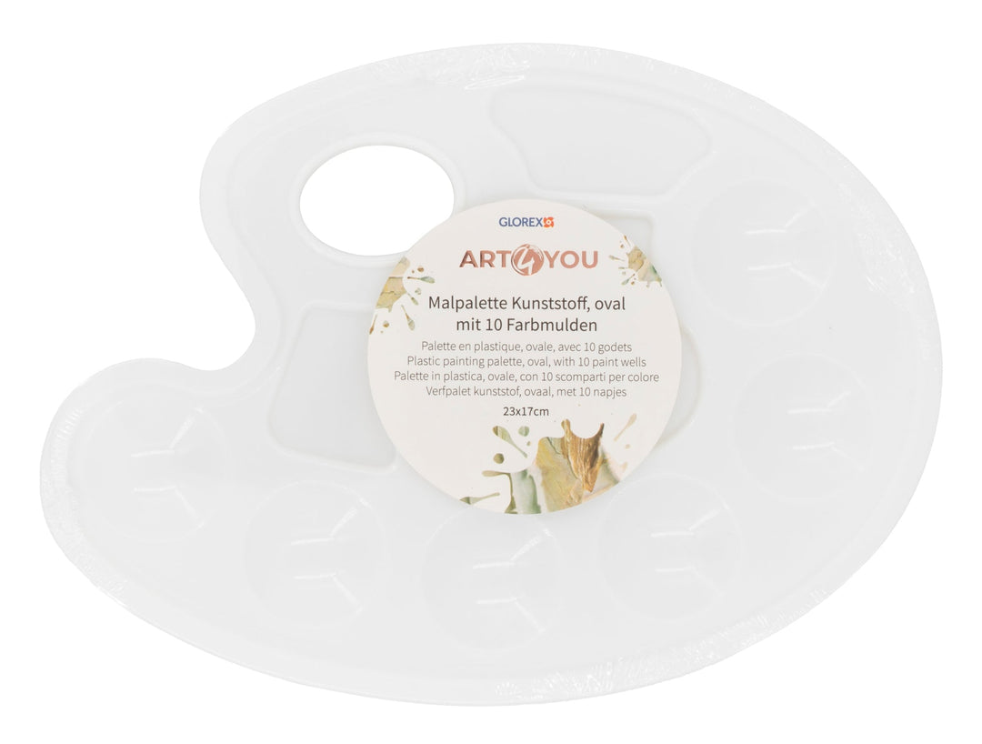 Farbmischpalette oval 23x17cm mit Vertiefungen, Kunststoff