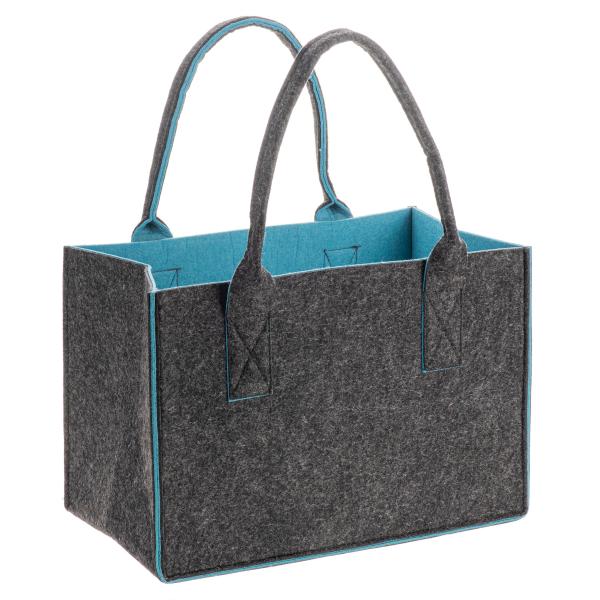 Filztasche, H26xB38xT24cm bicolor, anthrazit/petrol