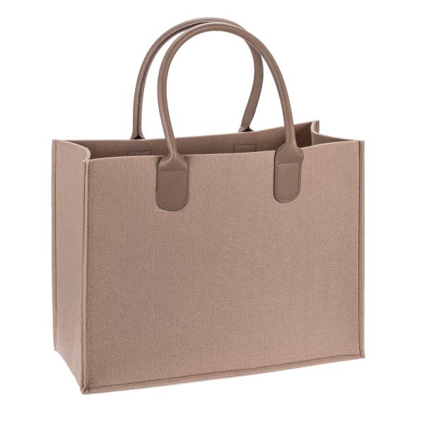 Filztasche mit Lederhenkel beige, 40x16x30cm