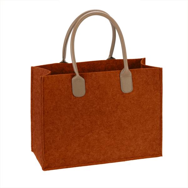 Filztasche mit Lederhenkel braun, 40x16x30cm
