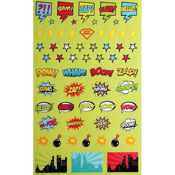Sticker-Buch, Comic Helden 6 Seiten - Kidis Art