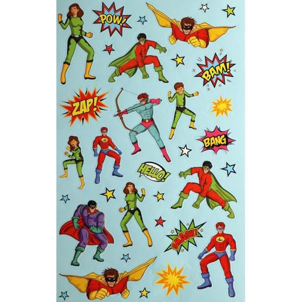 Sticker-Buch, Comic Helden 6 Seiten - Kidis Art