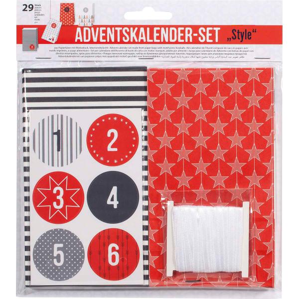 Adventskalender-Set Style 24 lebensmittelechte Tüten