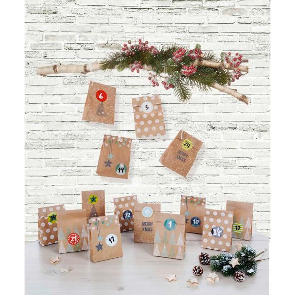Adventskalender-Set Nature 24 lebensmittelechte Tüten