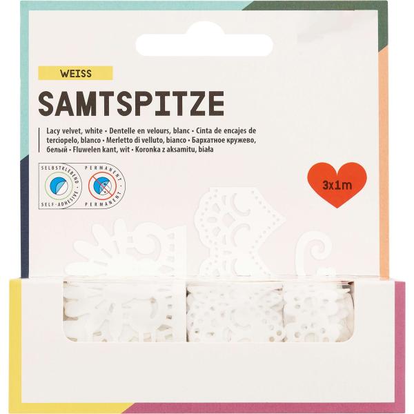 Samtbordüre "Spitze" 3 Rollen, sortiert, selbstkleb
