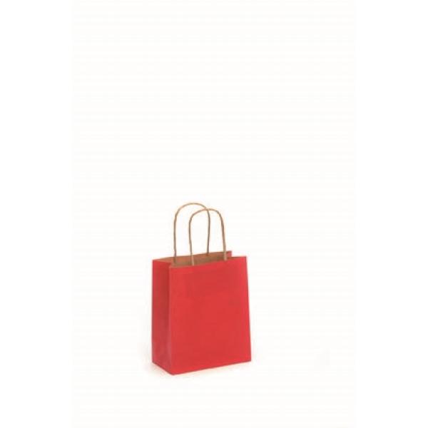 Papiertragetasche, Kordelgriff 15x18cm rot