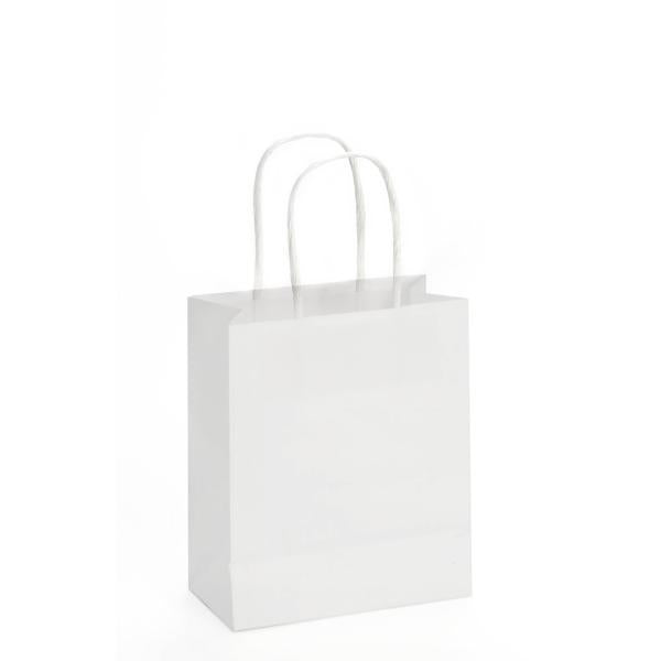 Papiertragetasche, Kordelgriff 15x18cm weiss