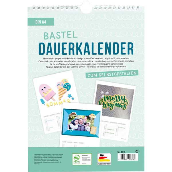Dauerkalender mit Spiralbindg. zum Selbergestalten A4, weiss