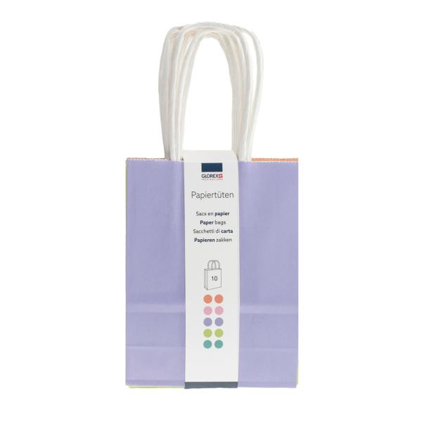 Papiertragetasche, Kordelgriff 12x15x5,5cm, 10St, pastell FSC