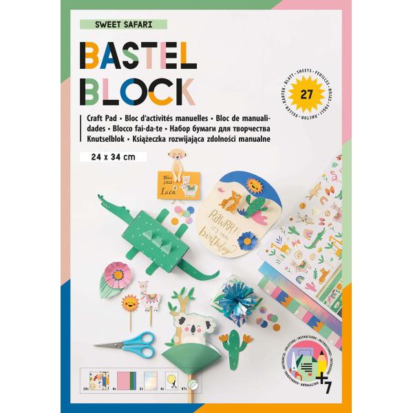 Bastelblock Sweet Safari 24x34cm, 27 Blatt, inkl Anleit