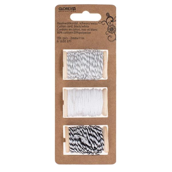 Baumwollkordel Set 3tlg 2mmx11m  80%BW+20%polyster