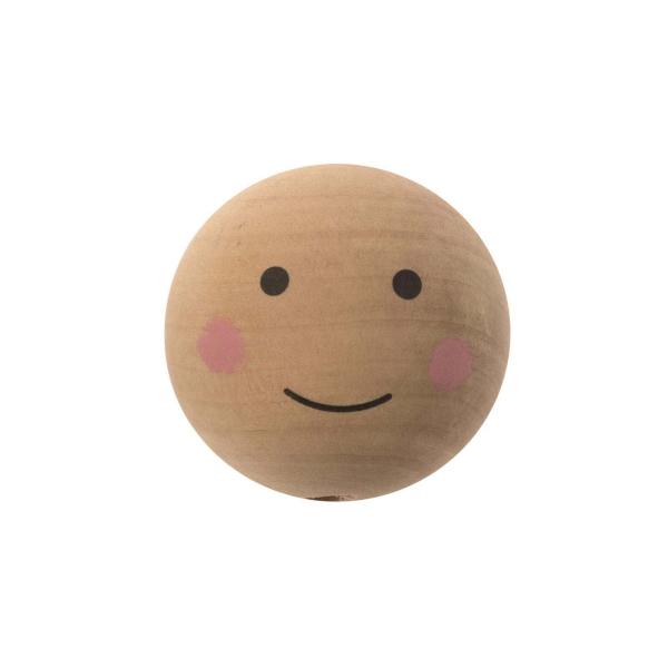 Holzkugel,gebohrt, natur, 4St Gesicht bemalt 3,5cm, FSC