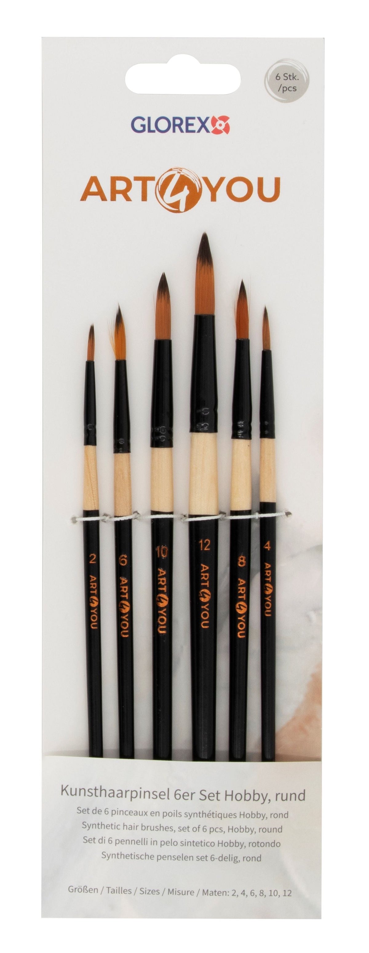 Synthetic Hobbypinsel 6er Set rund, Gr. 2,4,6,8,10,12