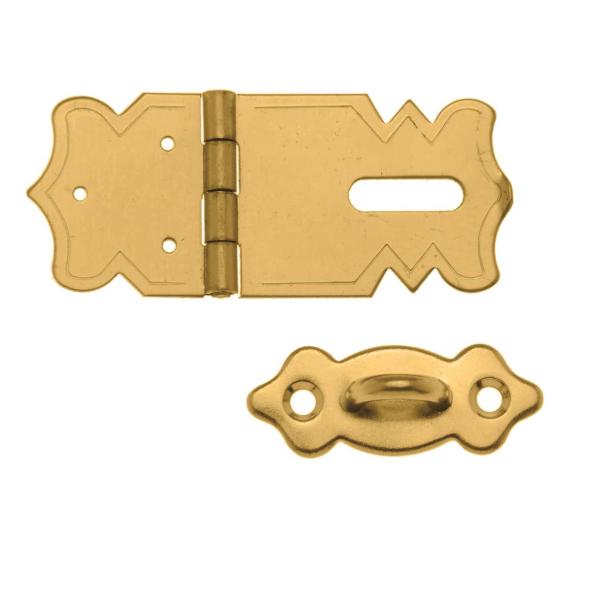 Zierscharnier 47x20mm 2St mit Oese, nagelbar, goldfarben