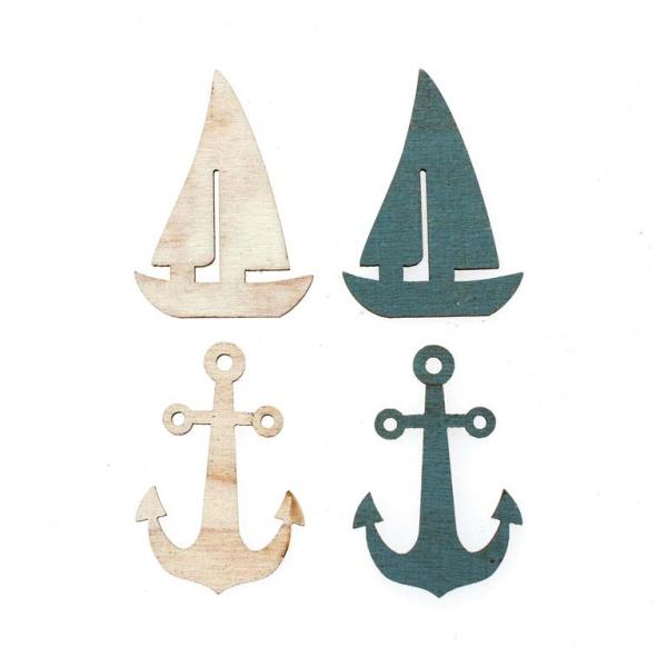 Holzstreuteile Anker / Boote 12St 3x4x0,4cm